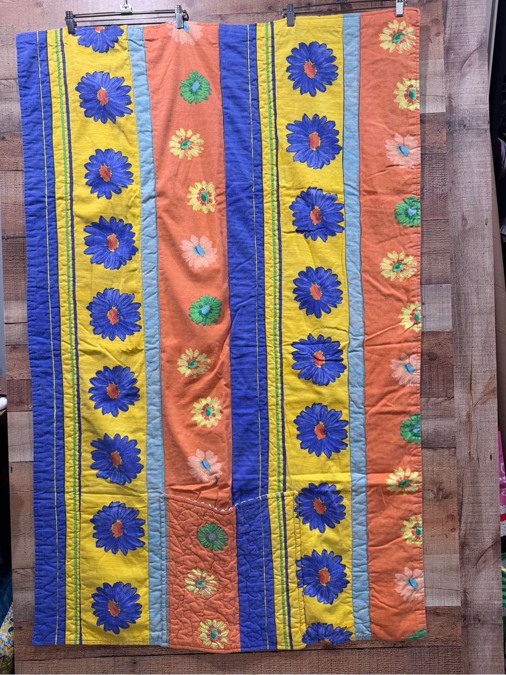 Boho Bright Floral Stripe Quilt Throw in Orange, Yellow & Purple 40x62